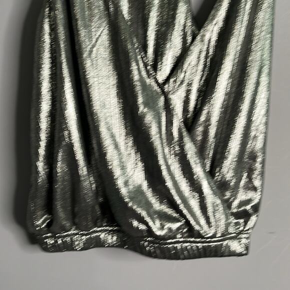 By the Way Silver Metallic Halter Strappy Wrap Style Top Size XS - Picture 2 of 6